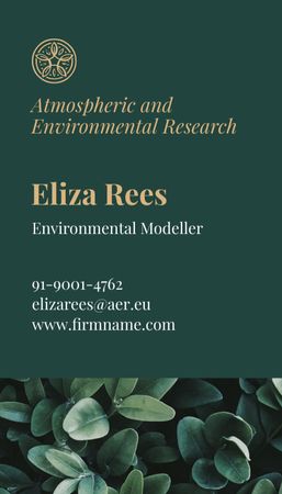 Environmental Modeller Contacts Business Card US Vertical – шаблон для дизайну