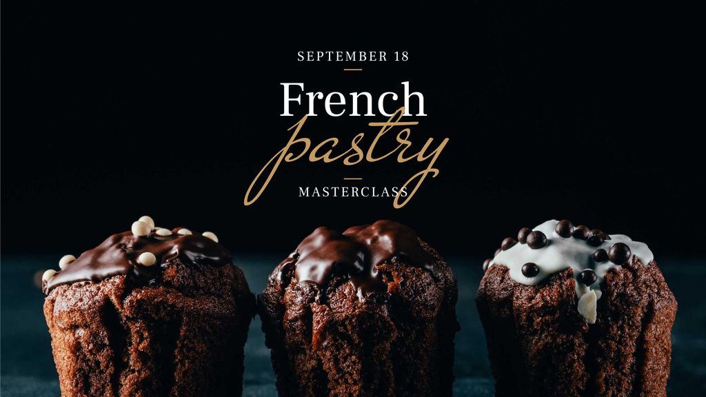 Plantilla de diseño de Pastry Masterclass with Sweet chocolate cakes FB event cover 