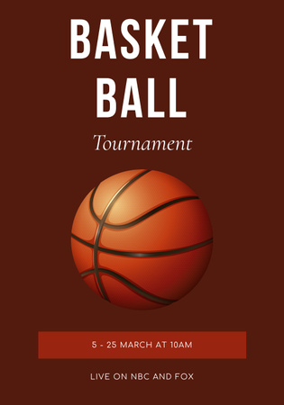 Modèle de visuel Annonce divertissante d'un tournoi de basket-ball - Poster 28x40in