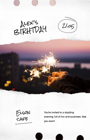 Modèle de visuel Birthday Party With Sparkles - Invitation 5.5x8.5in