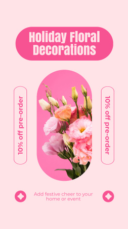 Designvorlage Rabatt auf Vorbestellung zarter Blumen für die Feiertagsdekoration für Instagram Story