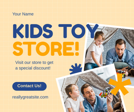 Template di design Collage con la promozione del negozio di giocattoli Facebook