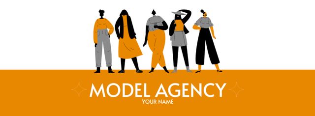 Modeling Agency with Women in Fashionable Outfits Facebook cover – шаблон для дизайна