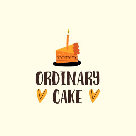 Bakery Ad with Cake Illustration Logo Design Template
