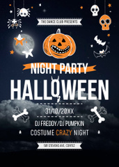 Halloween Night Party with Scary Icons