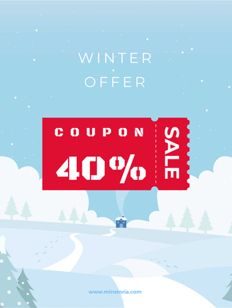 Winter Offer with Snowy Landscape Poster US Design Template