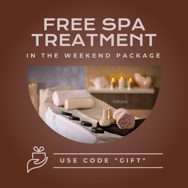 Free Spa Treatment At Weekend As Gift Offer Animated Post Design Template