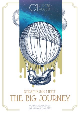 Steampunk event with Air Balloon Flayer Design Template
