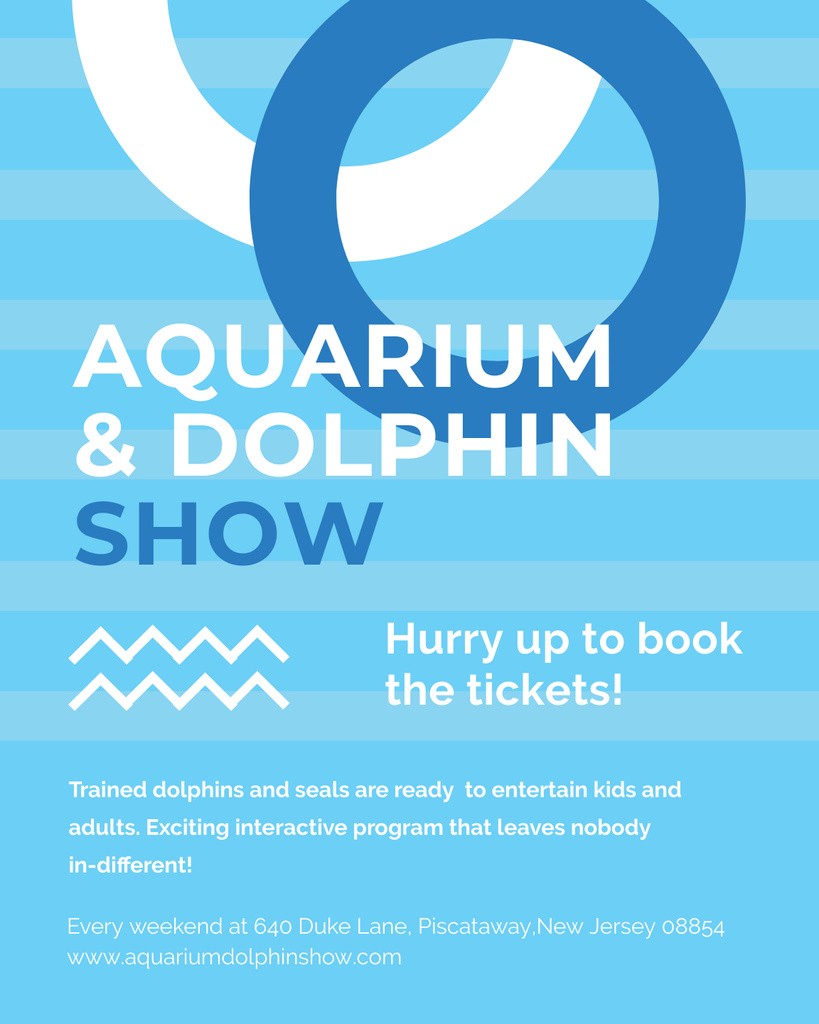 Spectacular Aquarium Dolphin Show Promotion In Blue Poster 16x20inデザインテンプレート