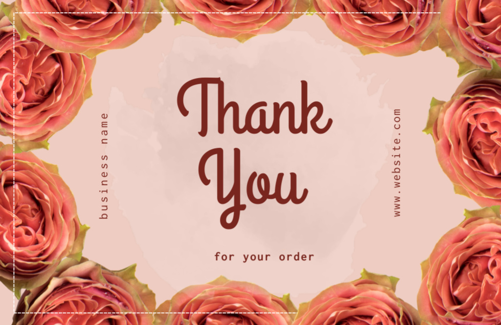 Thank You Letter for Order with Orange Roses Thank You Card 5.5x8.5in – шаблон для дизайна