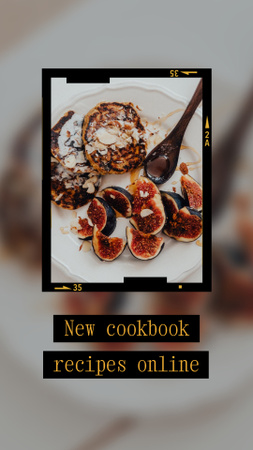 Ontwerpsjabloon van Instagram Video Story van lekker croissant en pannenkoeken met vijgen