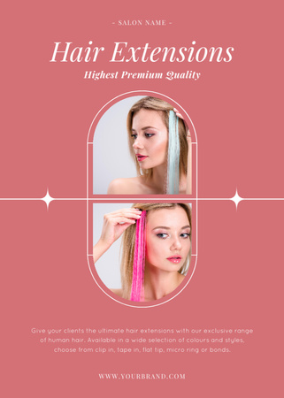 Ontwerpsjabloon van Flayer van Hair Extensions aanbieding in schoonheidssalon