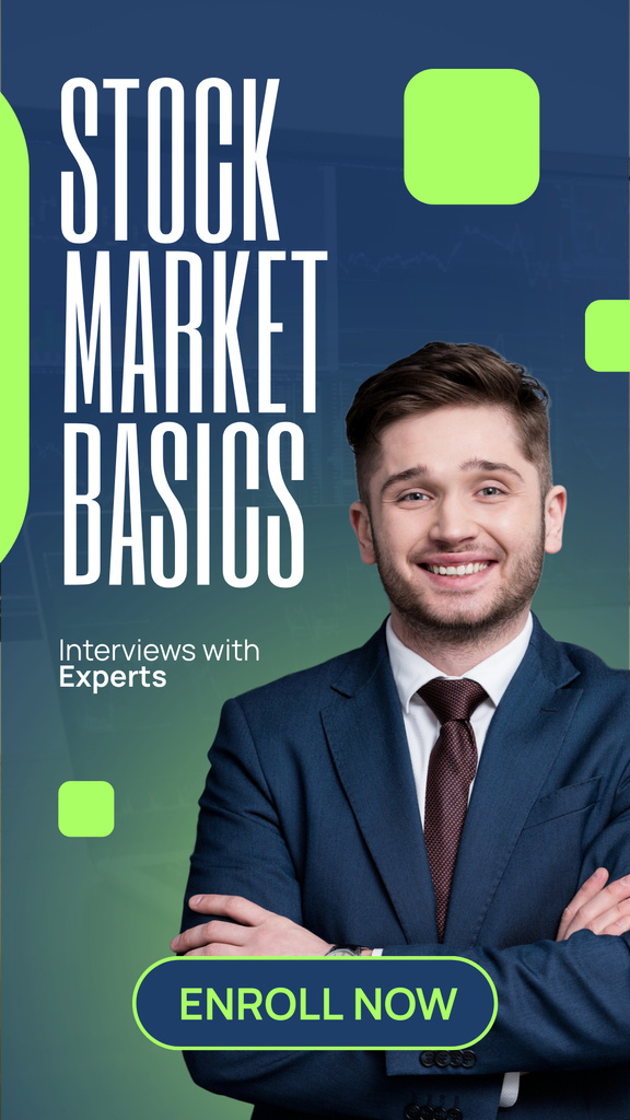 Designvorlage Interview with Expert on Basic Fundamentals of Stock Trading für Instagram Story