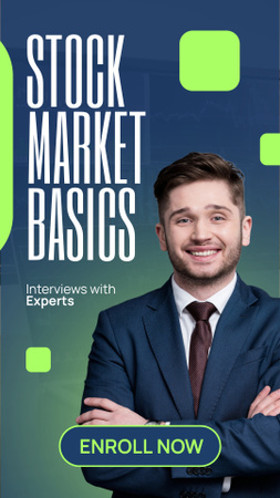 Interview with Expert on Basic Fundamentals of Stock Trading Instagram Story Design Template