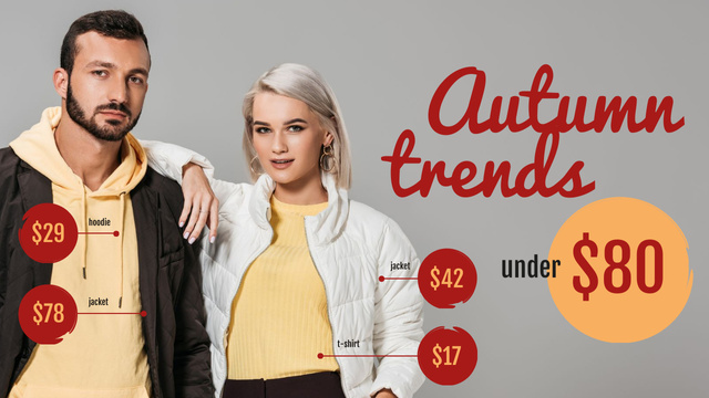 Autumn Trends Young Couple in Fall Outfits Youtube Thumbnail – шаблон для дизайна
