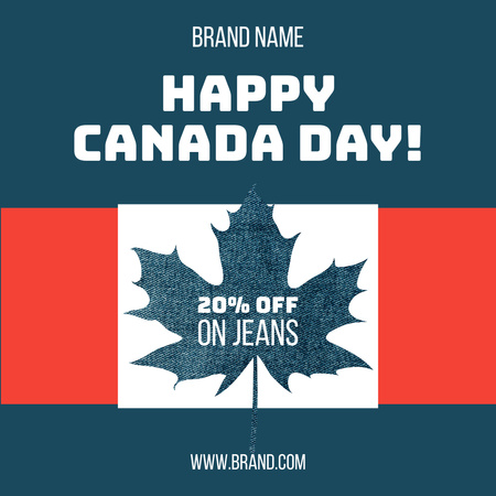 Modèle de visuel Annonce de vente de jeans pour la fête du Canada - Instagram
