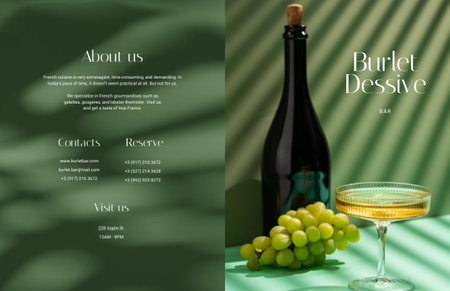 Bottle of Wine with Grapes Brochure 11x17in Bi-fold Tasarım Şablonu