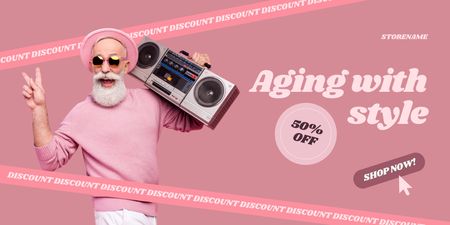 Stylish Outfit For Elderly With Discount Twitter Modelo de Design