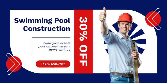 Professional Swimming Pool Implementation Twitter Design Template