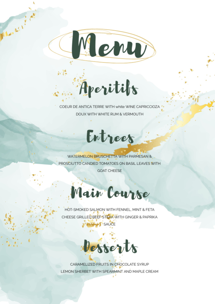 Watercolor Abstract Pattern on Wedding Menu Design Template