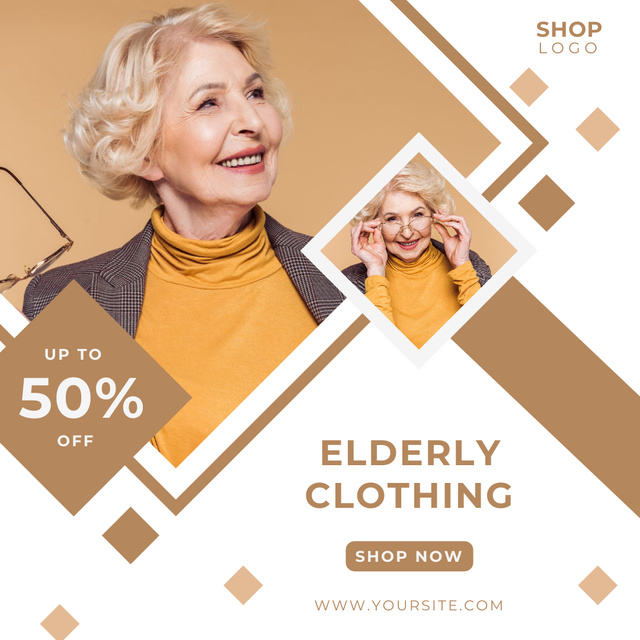 Ontwerpsjabloon van Instagram van Elderly Clothing With Discount