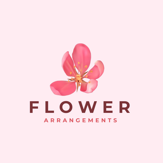 Flower Arrangements Service Ad with Delicate Flower Animated Logo – шаблон для дизайна