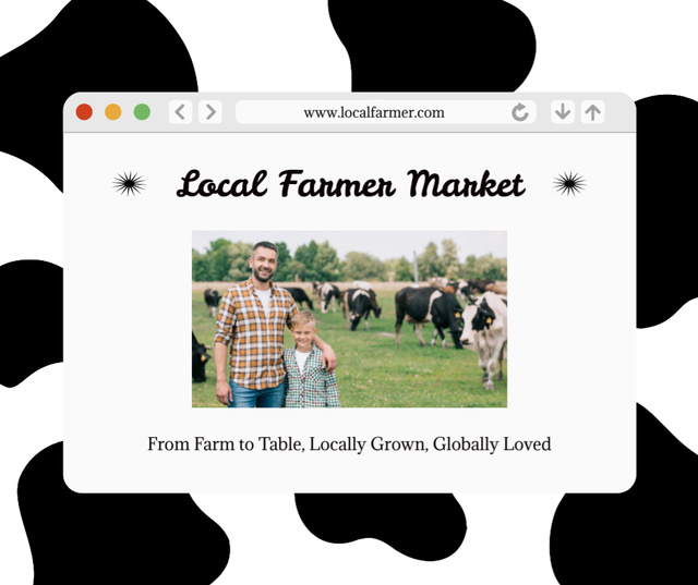 Announcement of Farmer's Market at Cow Farm Facebook Design Template