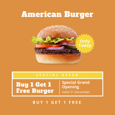 Designvorlage American Burger Sale Ad für Instagram