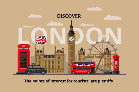 Tour to London Postcard 4x6in Design Template