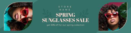 Collage with Sunglasses Spring Sale Twitter Design Template