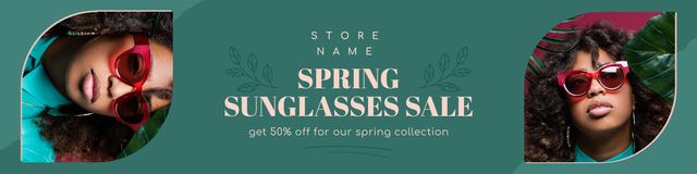 Collage with Sunglasses Spring Sale Twitterデザインテンプレート