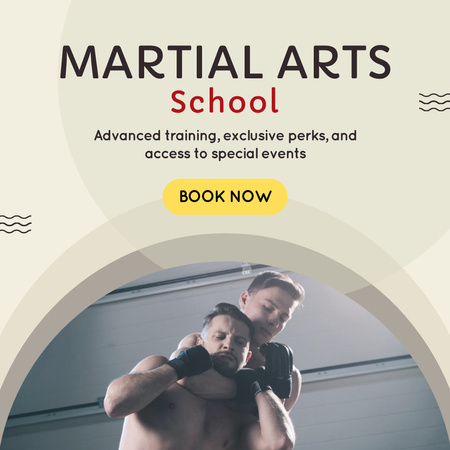 Martial Arts School Ad with Boxers Instagram Design Template