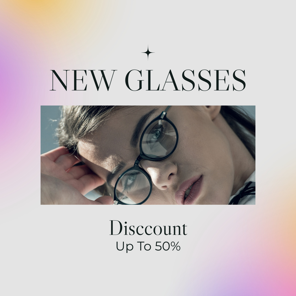 New Eyewear With Discount Offer In Gradient Instagram Design Template