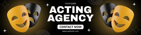 Platilla de diseño Acting Agency Promo with Masks on Gradient Twitter