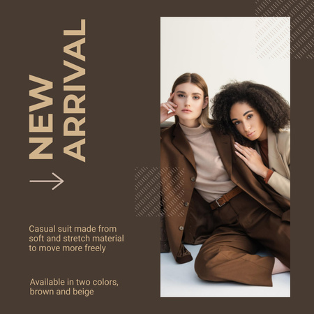 New Arrival Of Clothes In Brown Colors Instagram Design Template