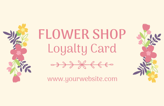 Flower Shop Discount Pastel Business Card 85x55mmデザインテンプレート