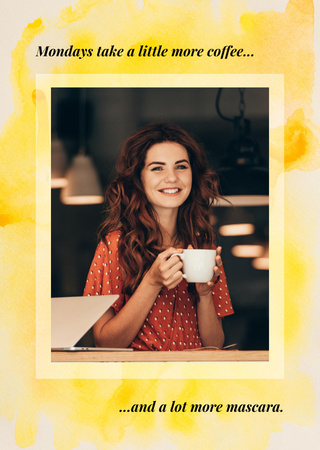 Smiling Woman With Mascara Promotion Postcard A6 Vertical Modelo de Design