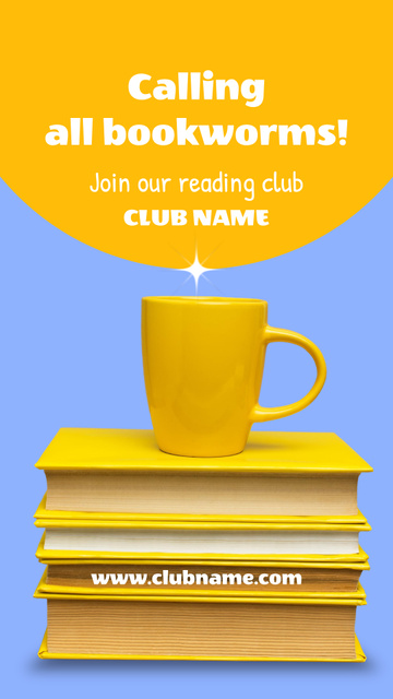 Yellow Cup on Stack of Books Instagram Video Story Design Template