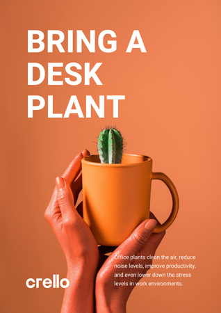 Plantilla de diseño de Ecology Concept Hands with Cactus in Cup Poster 