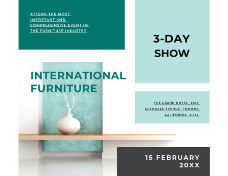 Interior Design Show Announcement with Decorative Vase Flyer 8.5x11in Horizontalデザインテンプレート