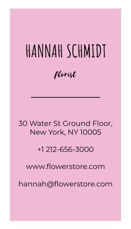 Plantilla de diseño de Promoción de servicios de floristería en rosa Business Card US Vertical 