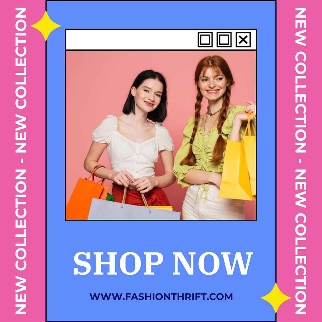 Summer Female Clothes Collection with Charming Girls Instagram Design Template