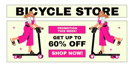 Discount on Scooters in Bicycle Store Twitter Design Template