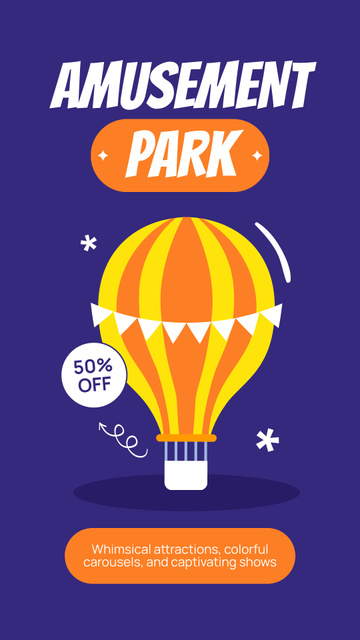 Colorful Air Balloon At Half Price In Amusement Park Instagram Story Design Template