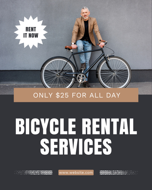 City Bicycles for Rent Instagram Post Vertical Tasarım Şablonu