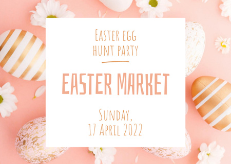 Easter Holiday Celebration Announcement Flyer 5x7in Horizontal Design Template