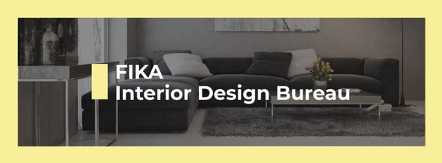 Plantilla de diseño de Interior Decoration with Sofa in Grey Facebook cover 