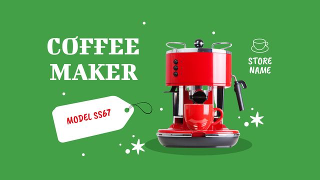 New Year Special Discount Offer of Coffee Maker Label 3.5x2in Tasarım Şablonu