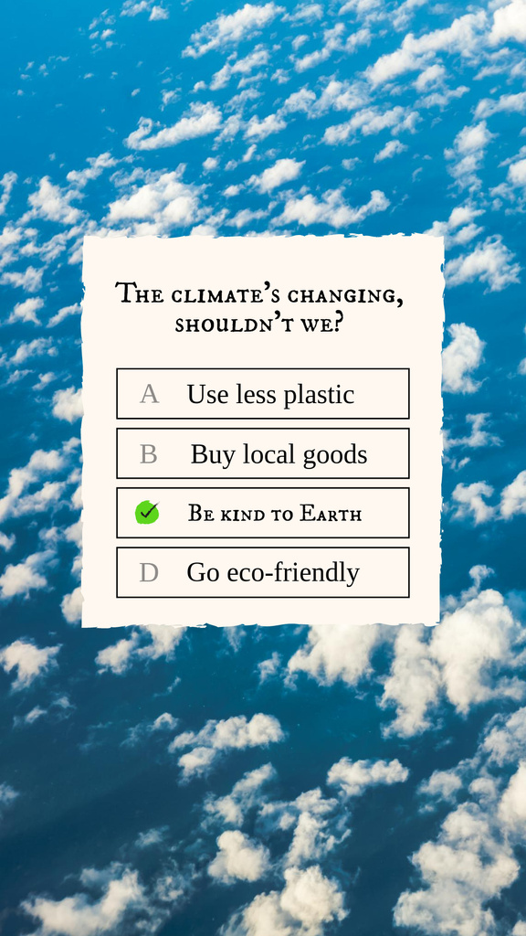 Climate Change Awareness with Photo of Sky Instagram Story Šablona návrhu