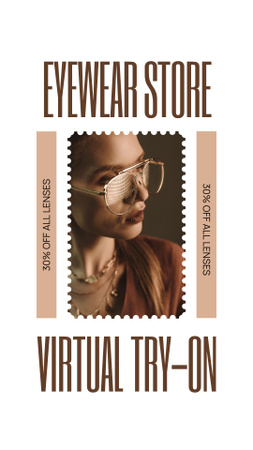 Optical Store Ad with Additional Virtual Try-On Service Instagram Story Design Template